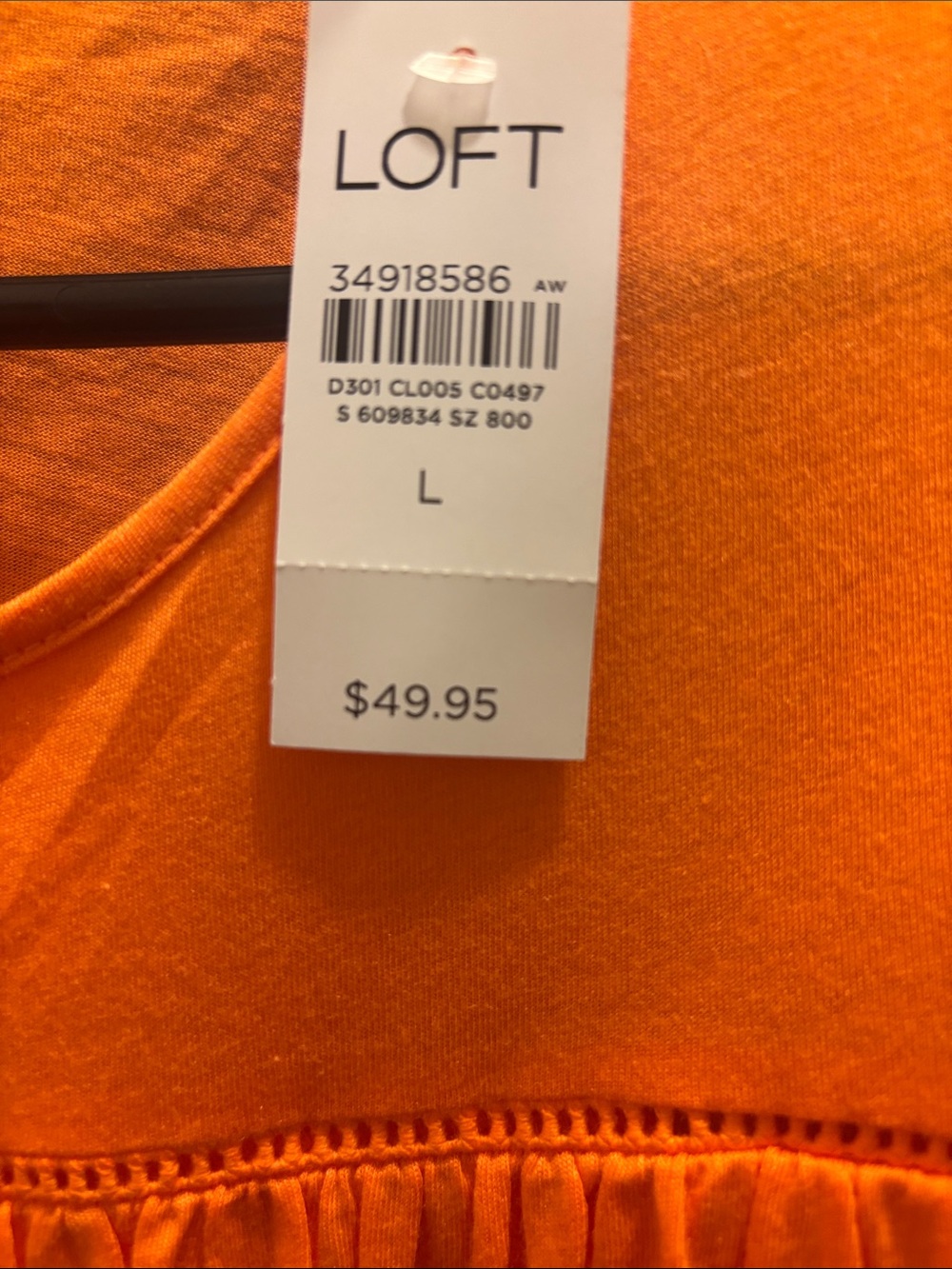 LOFT Orange Short Sleeve Gathered Yoke Tee - Picture 3 of 3